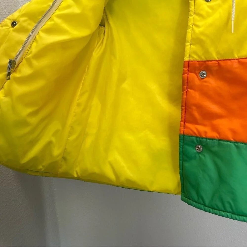 Vintage Kids Jacket Coat Unisex Montgomery Ward Green Yellow 80s